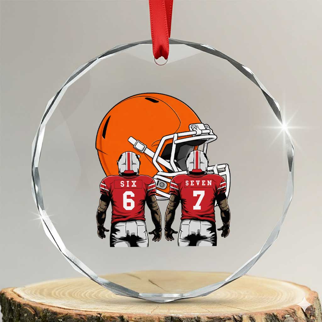 Funny American Football Crystal Glass Ornament Six Seven Meme TS12 Transparent Glass 3'' Circle Print Your Wear