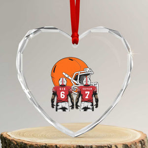 Funny American Football Heart Crystal Glass Ornament Six Seven Meme TS12 Transparent Glass 3'' Heart Print Your Wear