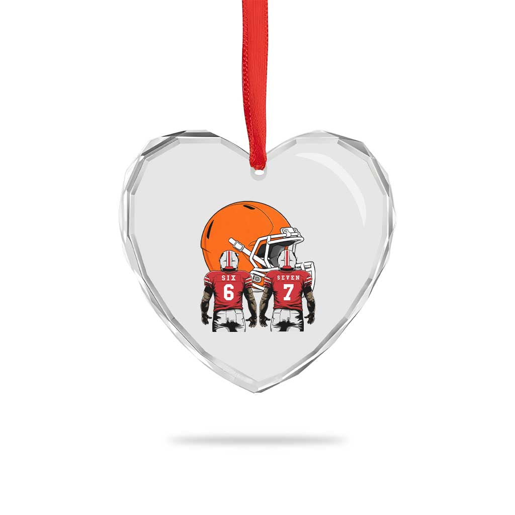 Funny American Football Heart Crystal Glass Ornament Six Seven Meme TS12 Print Your Wear