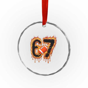 Funny American Football Six Seven Crystal Glass Ornament Fire Drip 67 Meme TS12 Print Your Wear