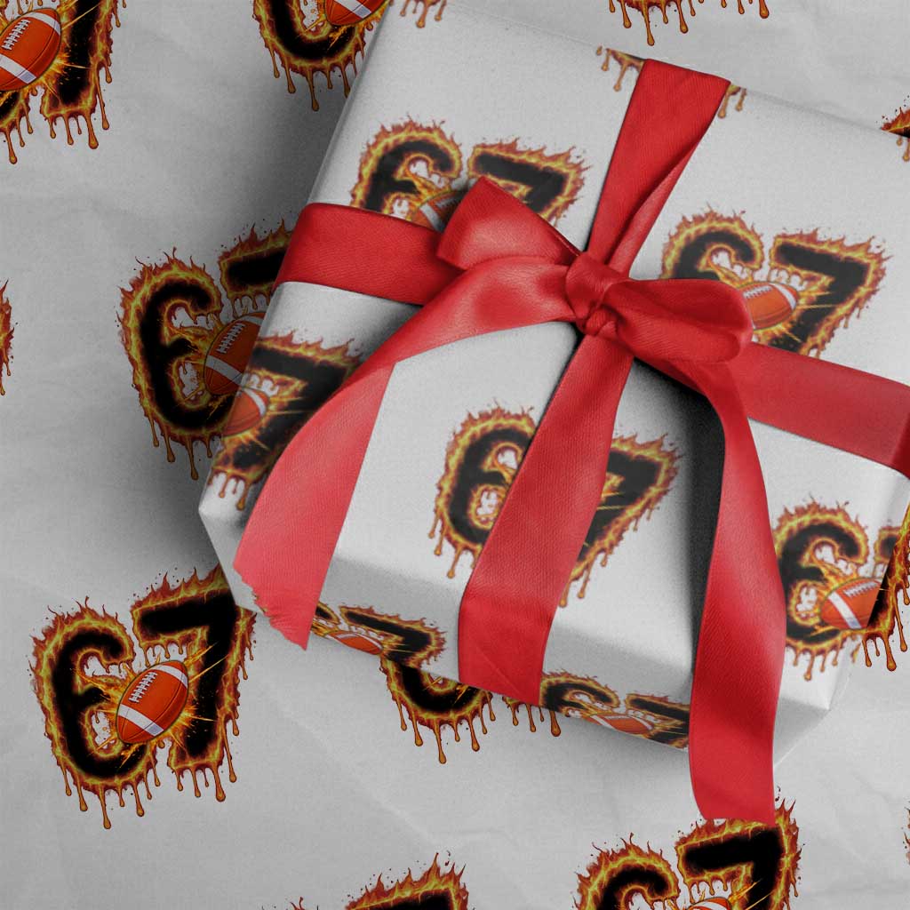 Funny American Football Six Seven Wrapping Paper Roll Fire Drip 67 Meme TS12 White Print Your Wear