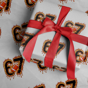 Funny American Football Six Seven Wrapping Paper Roll Fire Drip 67 Meme TS12 White Print Your Wear