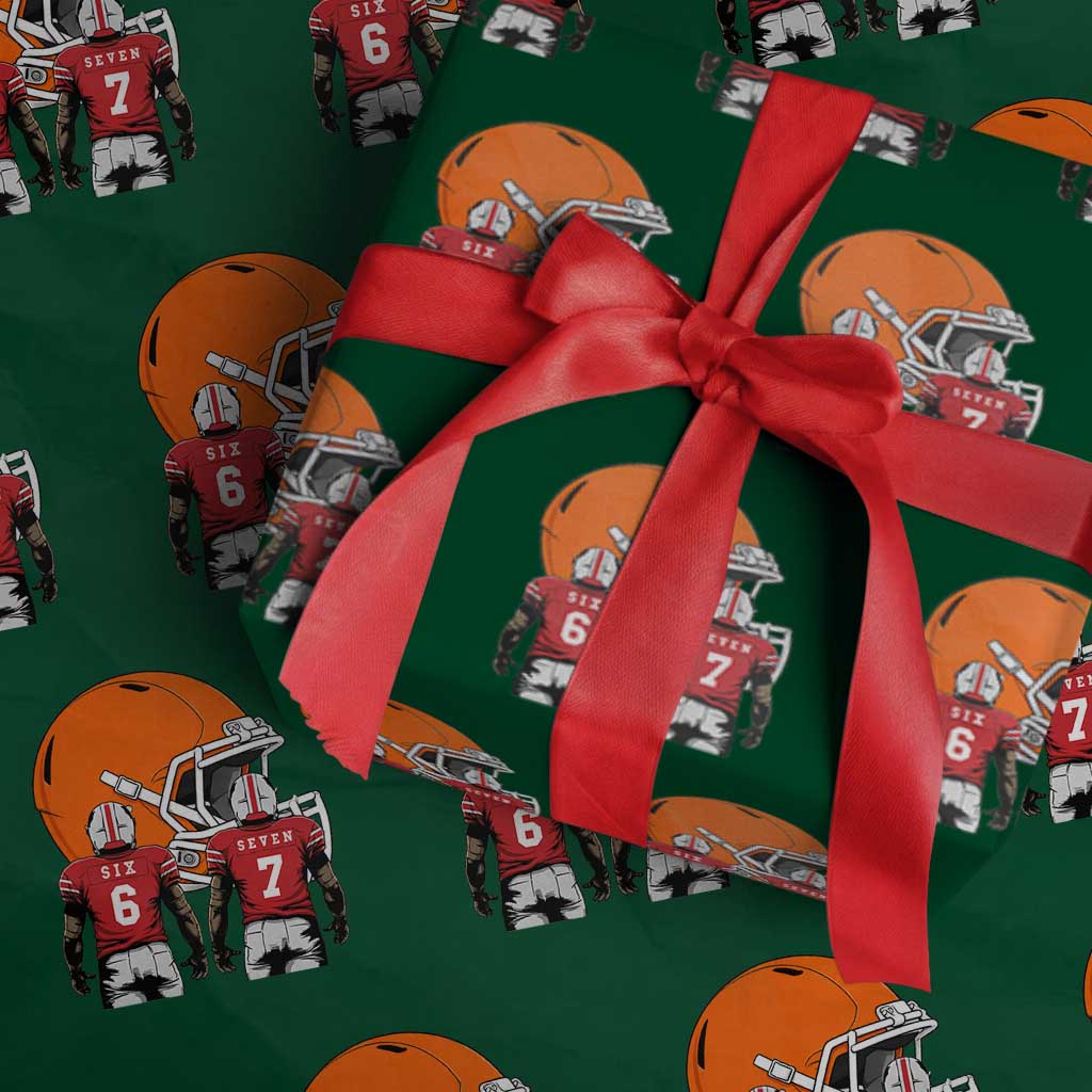 Funny American Football Wrapping Paper Roll Six Seven Meme TS12 Green Print Your Wear