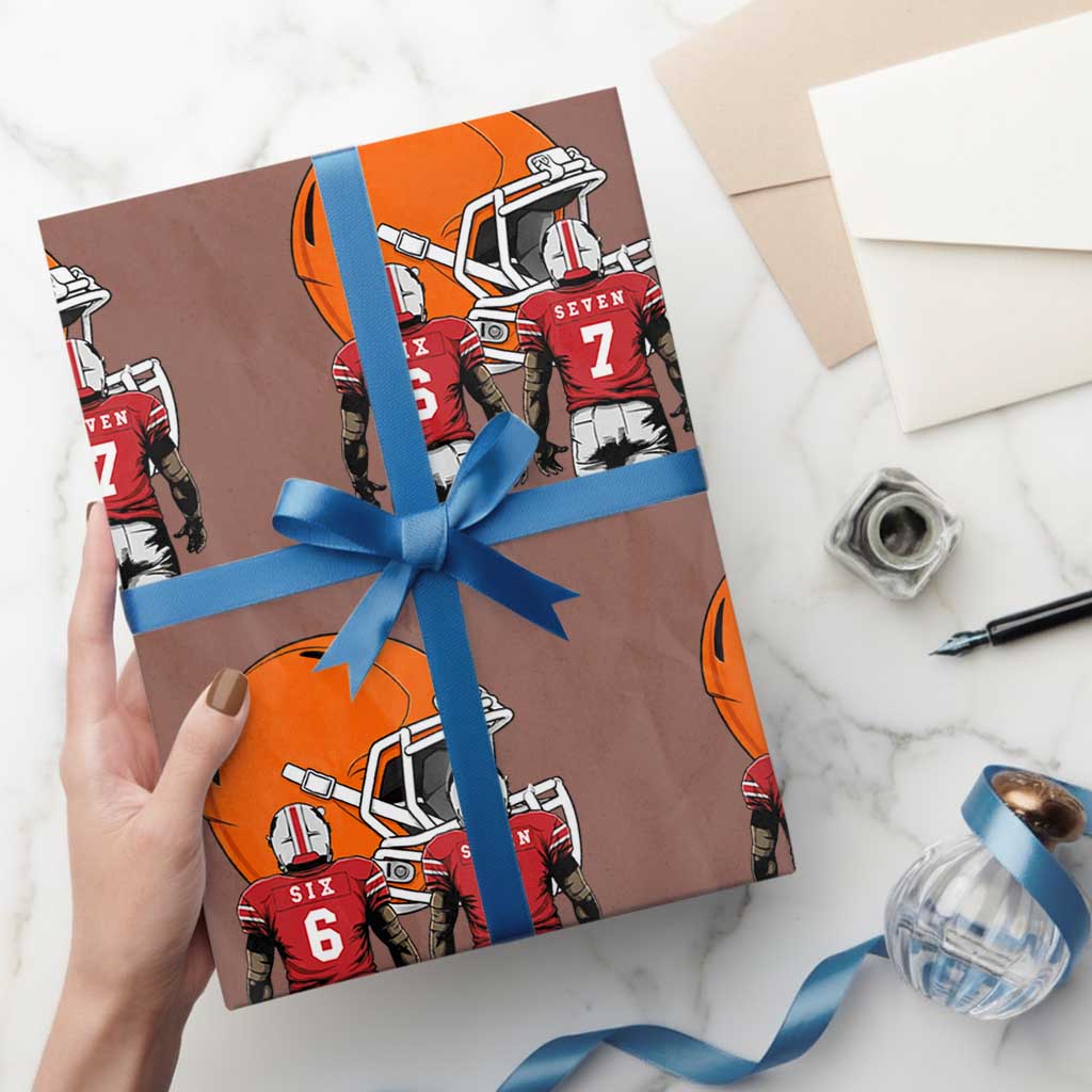 Funny American Football Wrapping Paper Roll Six Seven Meme TS12 Mocha Print Your Wear