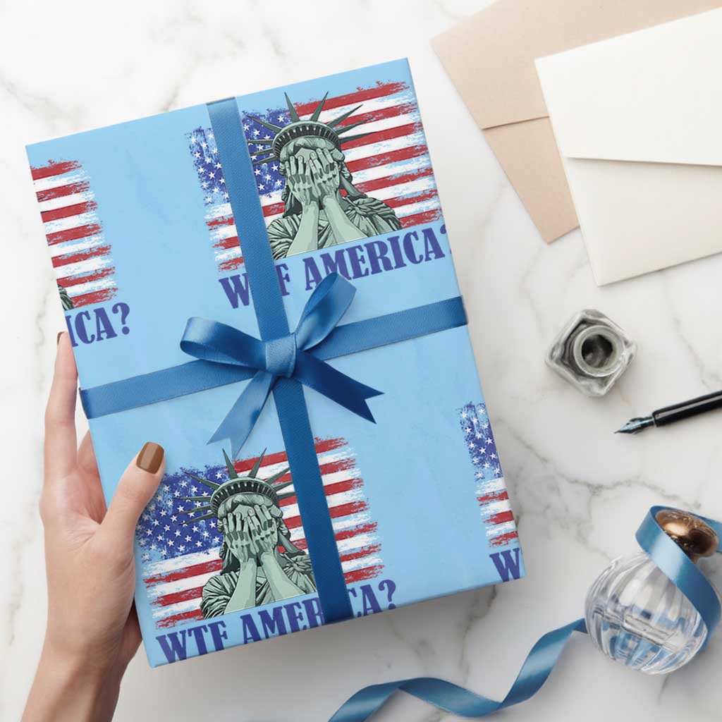 Funny American Wrapping Paper Roll Statue of Liberty WTF USA Freedom Satire TS14 Light Blue Print Your Wear