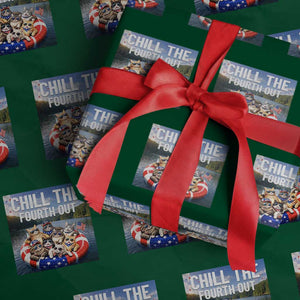 Funny Americana Cat Squad Wrapping Paper Roll Chill The Fourth Out