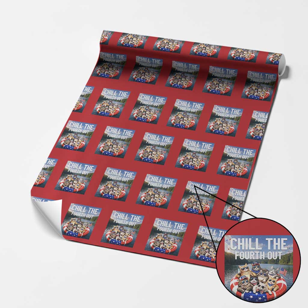 Funny Americana Cat Squad Wrapping Paper Roll Chill The Fourth Out