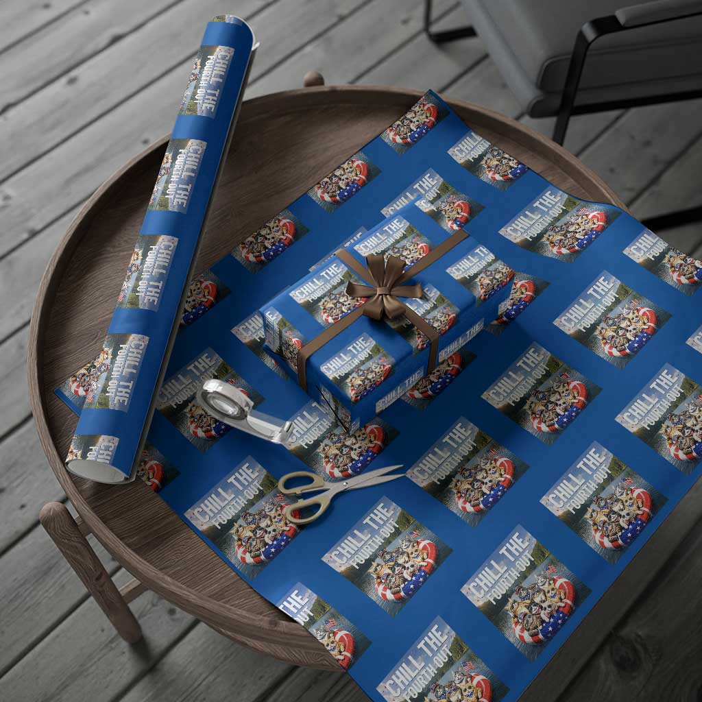 Funny Americana Cat Squad Wrapping Paper Roll Chill The Fourth Out