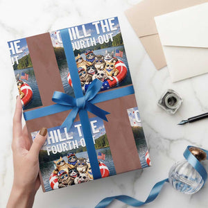 Funny Americana Cat Squad Wrapping Paper Roll Chill The Fourth Out