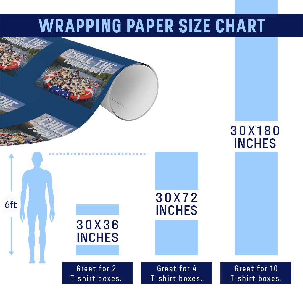 Funny Americana Cat Squad Wrapping Paper Roll Chill The Fourth Out