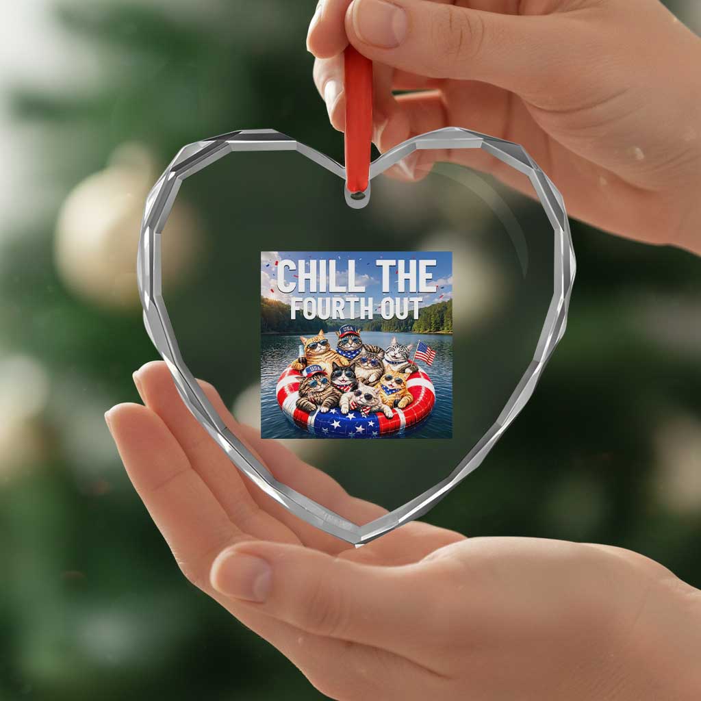 Funny Americana Cat Squad Heart Crystal Glass Ornament Chill The Fourth Out TS12 Print Your Wear