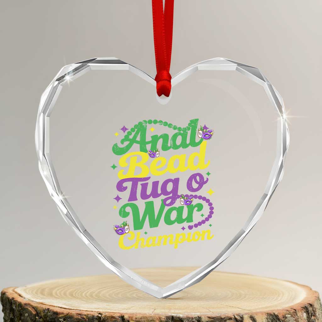 Funny Anal Bead Tug O War Mardi Gras Heart Crystal Glass Ornament Fat Tuesday Carnival Adult Humor TS11 Transparent Glass 3'' Heart Print Your Wear