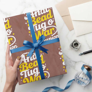 Funny Anal Bead Tug O War Wrapping Paper Roll Inappropriate Adult Humor Weird Cringe TS11 Mocha Print Your Wear