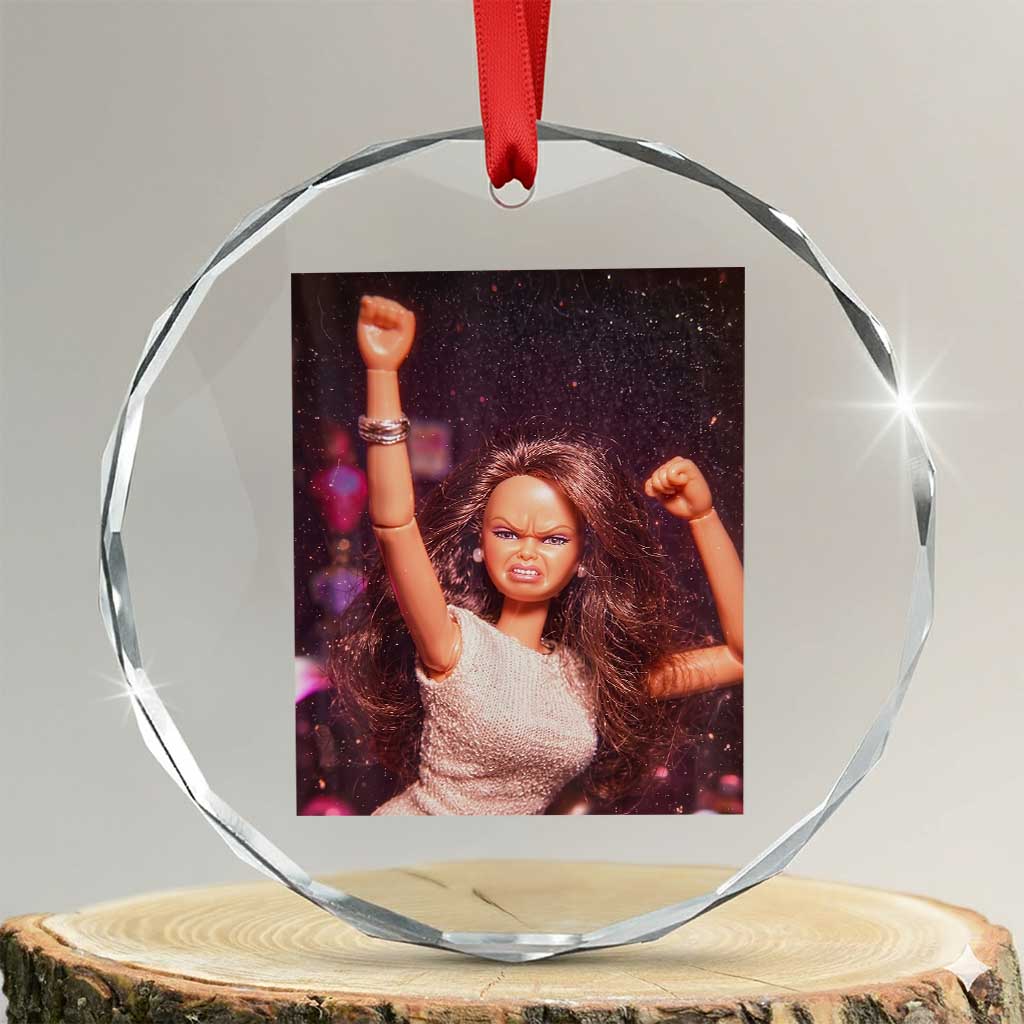Funny Angry Doll Face Meme Graphic Crystal Glass Ornament Unhinged Baby Stankface Reaction TS02 Transparent Glass 3'' Circle Print Your Wear