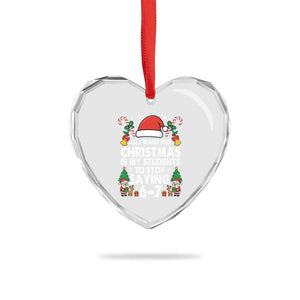 Funny Anti Six Seven Teacher Christmas Heart Crystal Glass Ornament My Students To Stop Saying 67 Santa Hat Candy Canes TS02 Print Your Wear