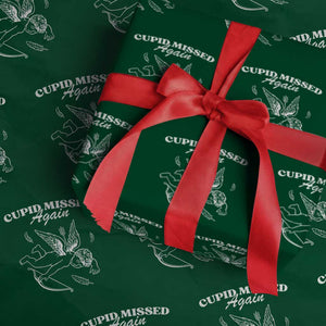 Funny Anti Valentine Wrapping Paper Roll Cupid Missed Again TS14 Green Print Your Wear