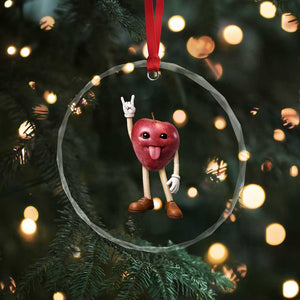 Funny Apple With Face Wapple Meme Crystal Glass Ornament TS12 Print Your Wear