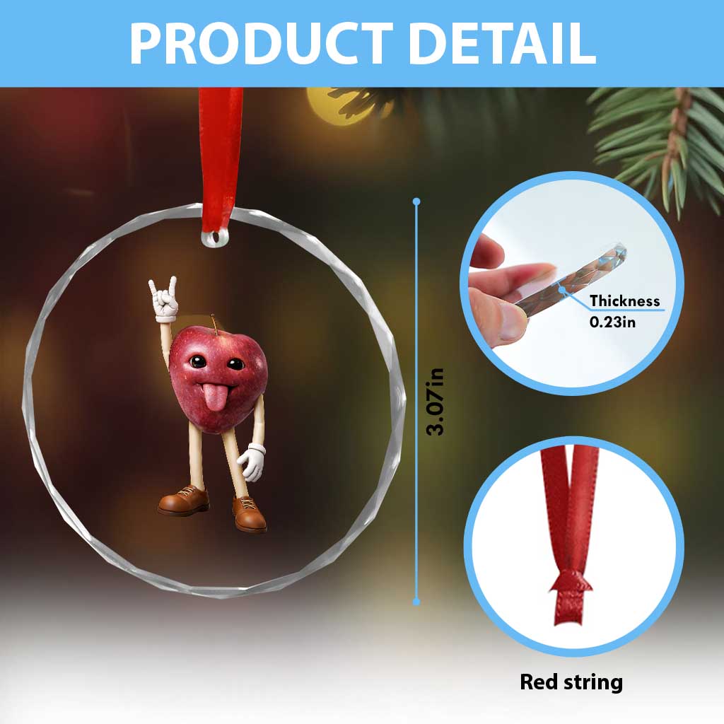Funny Apple With Face Wapple Meme Crystal Glass Ornament TS12 Print Your Wear