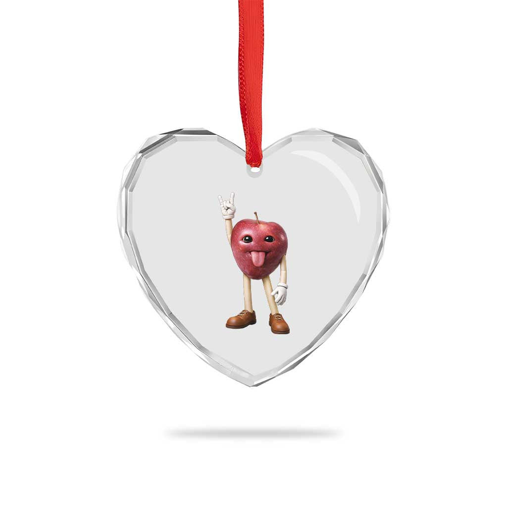 Funny Apple With Face Wapple Meme Heart Crystal Glass Ornament TS12 Print Your Wear