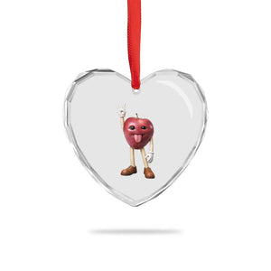 Funny Apple With Face Wapple Meme Heart Crystal Glass Ornament TS12 Print Your Wear
