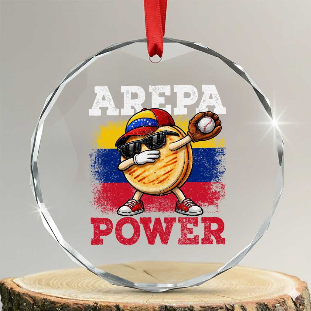 Funny Arepa Power Venezuela Baseball Lover Crystal Glass Ornament Cute Dabbing Arepa TS11 Transparent Glass 3'' Circle Print Your Wear