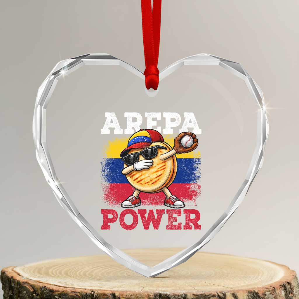 Funny Arepa Power Venezuela Baseball Lover Heart Crystal Glass Ornament Cute Dabbing Arepa TS11 Transparent Glass 3'' Heart Print Your Wear