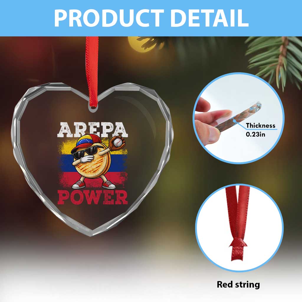 Funny Arepa Power Venezuela Baseball Lover Heart Crystal Glass Ornament Cute Dabbing Arepa TS11 Print Your Wear