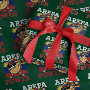 Funny Arepa Power Venezuela Baseball Lover Wrapping Paper Roll Cute Dabbing Arepa TS11 Green Print Your Wear