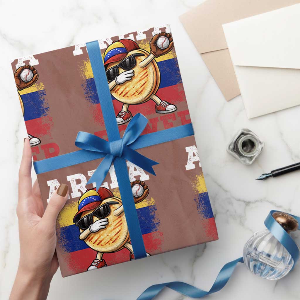 Funny Arepa Power Venezuela Baseball Lover Wrapping Paper Roll Cute Dabbing Arepa TS11 Mocha Print Your Wear