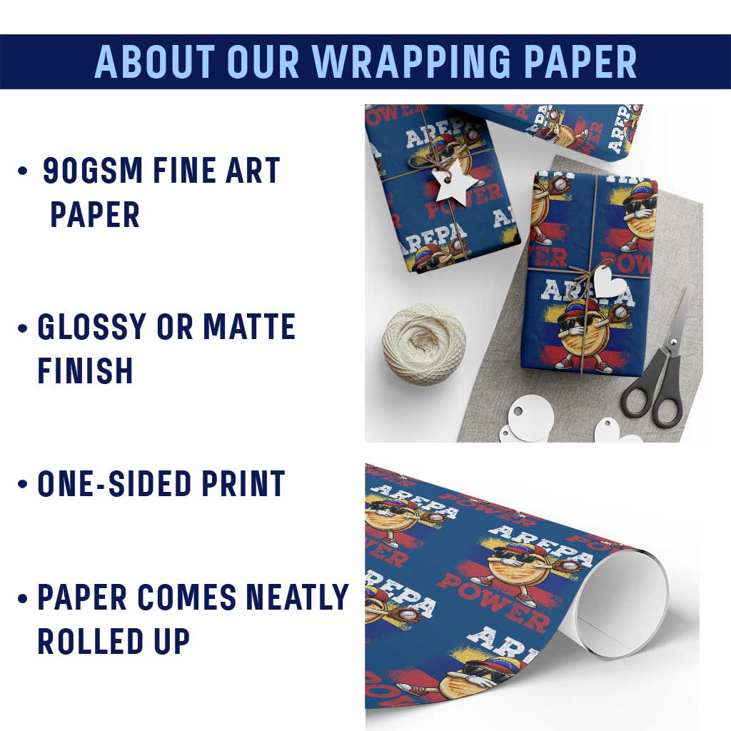 Funny Arepa Power Venezuela Baseball Lover Wrapping Paper Roll Cute Dabbing Arepa TS11 Print Your Wear