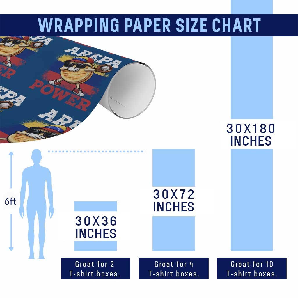 Funny Arepa Power Venezuela Baseball Lover Wrapping Paper Roll Cute Dabbing Arepa TS11 Print Your Wear