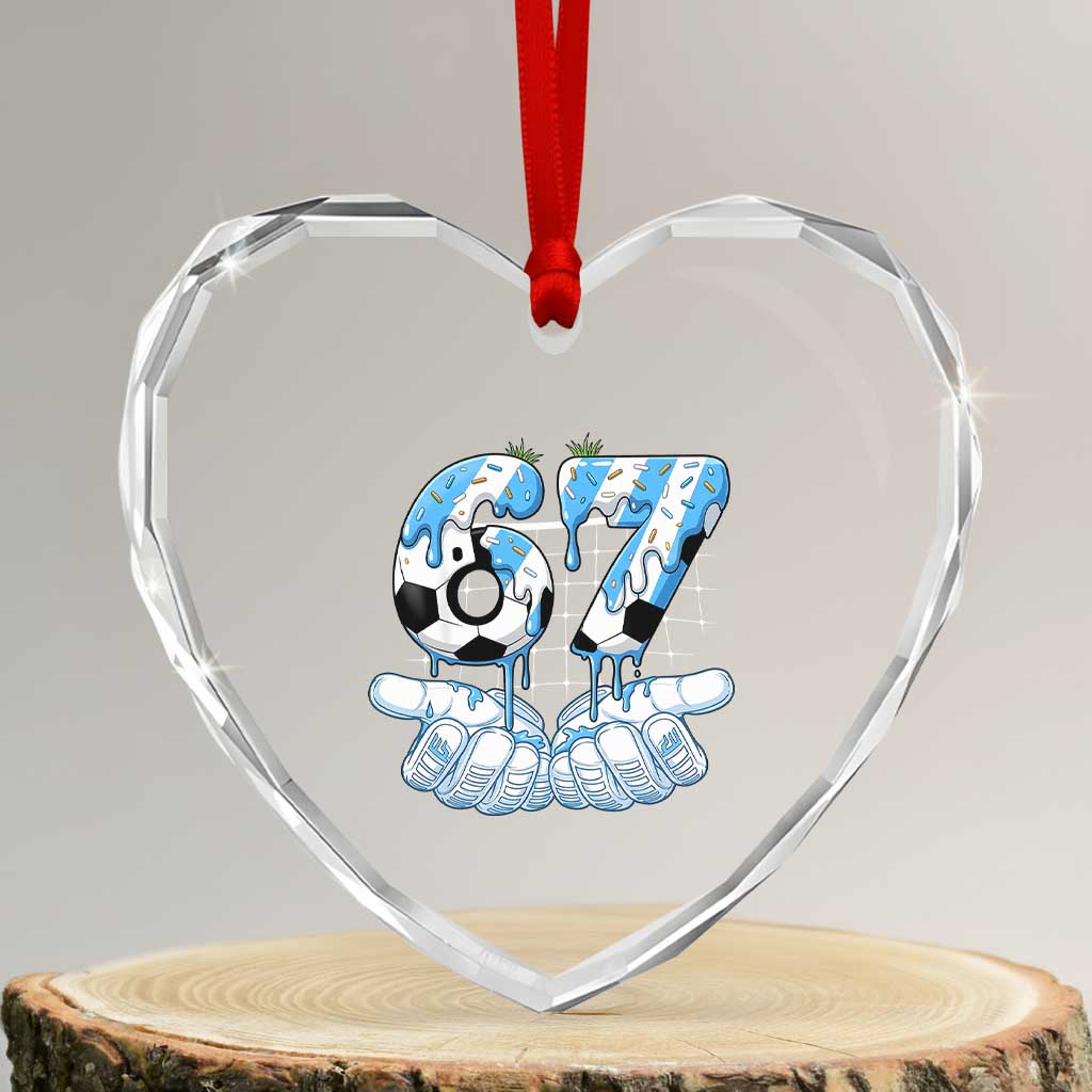 Funny Argentina Six Seven Football Meme Heart Crystal Glass Ornament Gen Alpha Soccer Fan TS12 Transparent Glass 3'' Heart Print Your Wear