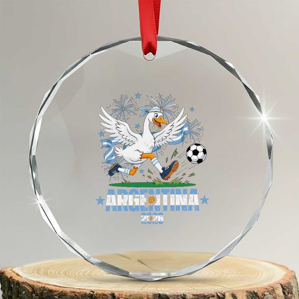 Funny Argentina Soccer Goose Crystal Glass Ornament Football Fan Graphic