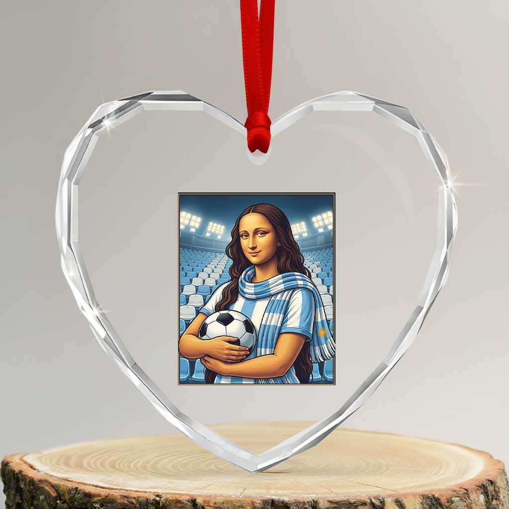 Funny Argentina Soccer Mona Lisa Heart Crystal Glass Ornament Football Fan Pride Graphic TS12 Transparent Glass 3'' Heart Print Your Wear