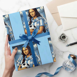 Funny Argentina Soccer Mona Lisa Wrapping Paper Roll Football Fan Pride Graphic