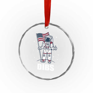 Funny Astronaut Dibs Moon Landing Crystal Glass Ornament Patriotic Space USA Meme for 4th of July TS10 Print Your Wear