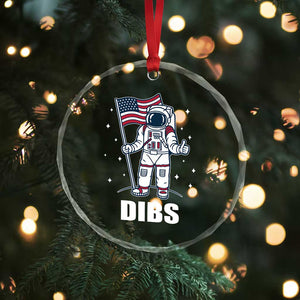 Funny Astronaut Dibs Moon Landing Crystal Glass Ornament Patriotic Space USA Meme for 4th of July TS10 Print Your Wear