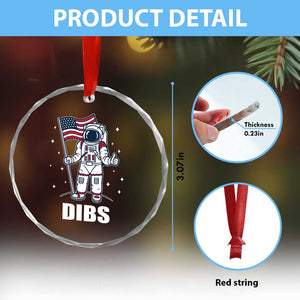 Funny Astronaut Dibs Moon Landing Crystal Glass Ornament Patriotic Space USA Meme for 4th of July TS10 Print Your Wear