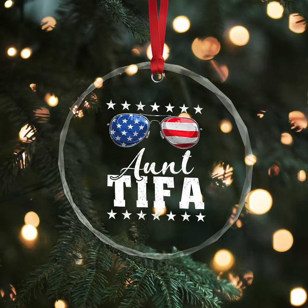Funny Aunt Tifa Crystal Glass Ornament Political Satire American Flag Sunglasses TS11 Print Your Wear