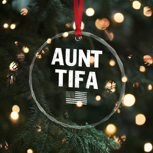 Funny Aunt Tifa Crystal Glass Ornament Political Satire Vintage American Flag TS11 Print Your Wear