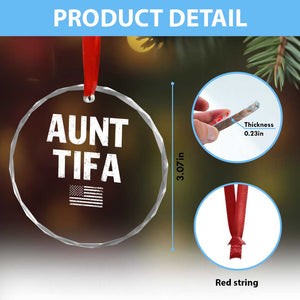 Funny Aunt Tifa Crystal Glass Ornament Political Satire Vintage American Flag TS11 Print Your Wear