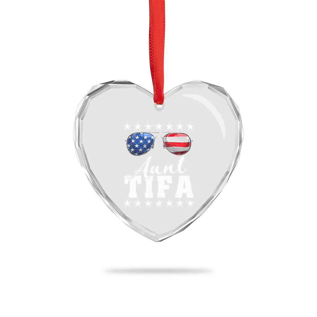 Funny Aunt Tifa Heart Crystal Glass Ornament Political Satire American Flag Sunglasses TS11 Print Your Wear