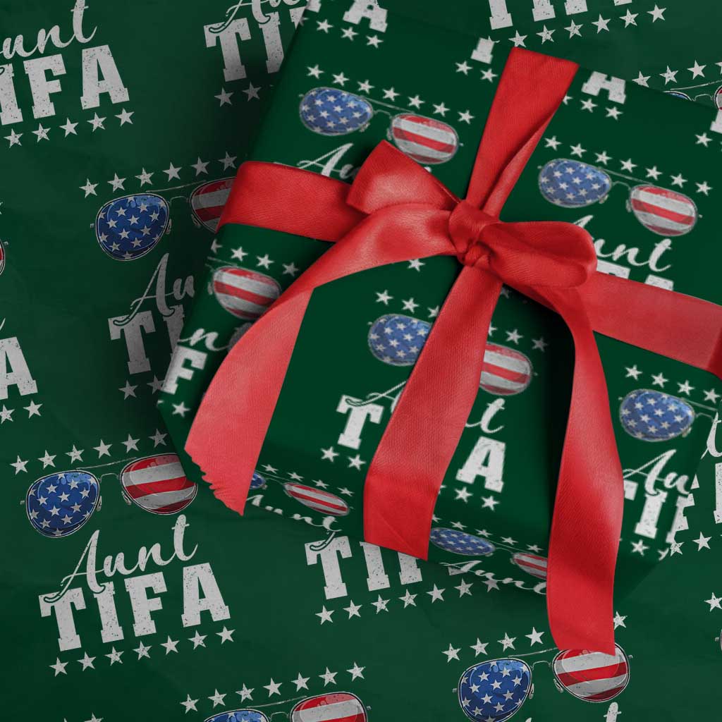 Funny Aunt Tifa Wrapping Paper Roll Political Satire American Flag Sunglasses TS11 Green Print Your Wear