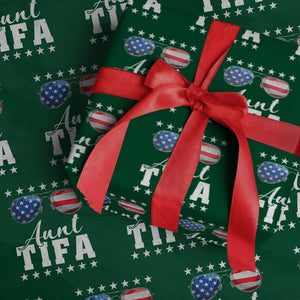 Funny Aunt Tifa Wrapping Paper Roll Political Satire American Flag Sunglasses TS11 Green Print Your Wear