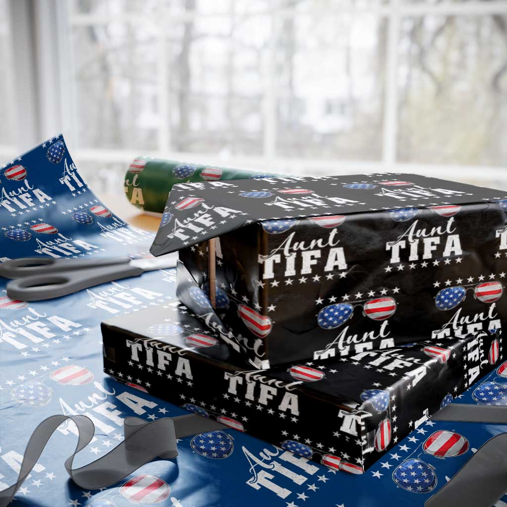 Funny Aunt Tifa Wrapping Paper Roll Political Satire American Flag Sunglasses TS11 Black Print Your Wear