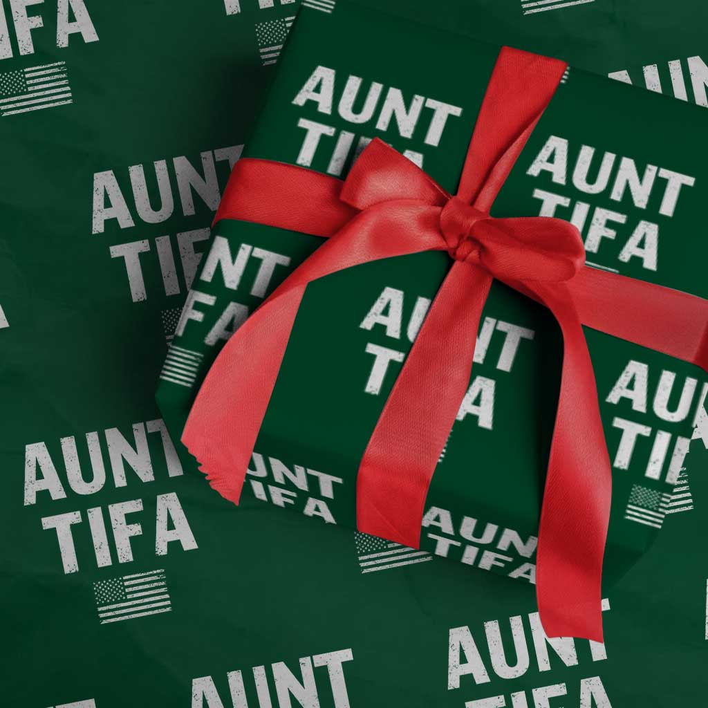 Funny Aunt Tifa Wrapping Paper Roll Political Satire Vintage American Flag TS11 Green Print Your Wear