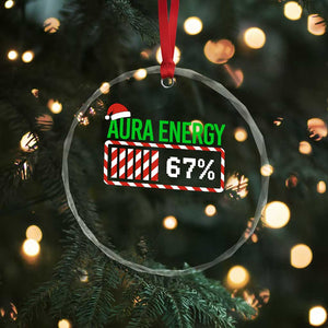 Funny Aura Energy 67 Christmas Crystal Glass Ornament Aura Farming Six Seven Meme Gen Alpha Slang TS11 Print Your Wear