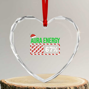 Funny Aura Energy 67 Christmas Heart Crystal Glass Ornament Aura Farming Six Seven Meme Gen Alpha Slang TS11 Transparent Glass 3'' Heart Print Your Wear