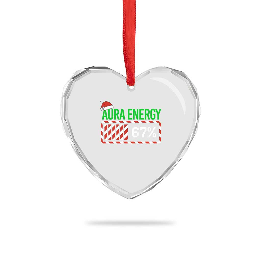 Funny Aura Energy 67 Christmas Heart Crystal Glass Ornament Aura Farming Six Seven Meme Gen Alpha Slang TS11 Print Your Wear