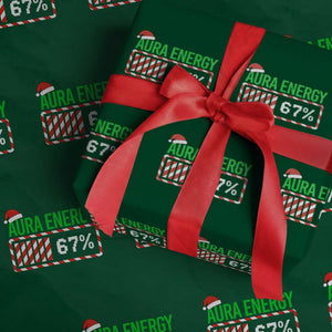 Funny Aura Energy 67 Xmas Wrapping Paper Roll Aura Farming Six Seven Meme Gen Alpha Slang TS11 Green Print Your Wear